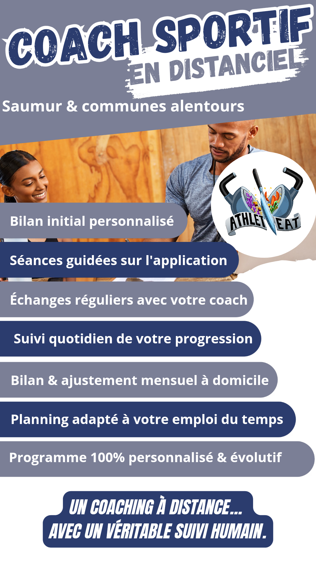 Coach sportif en distanciel : bilan, séances guidées sur l'application, suivi quotidien